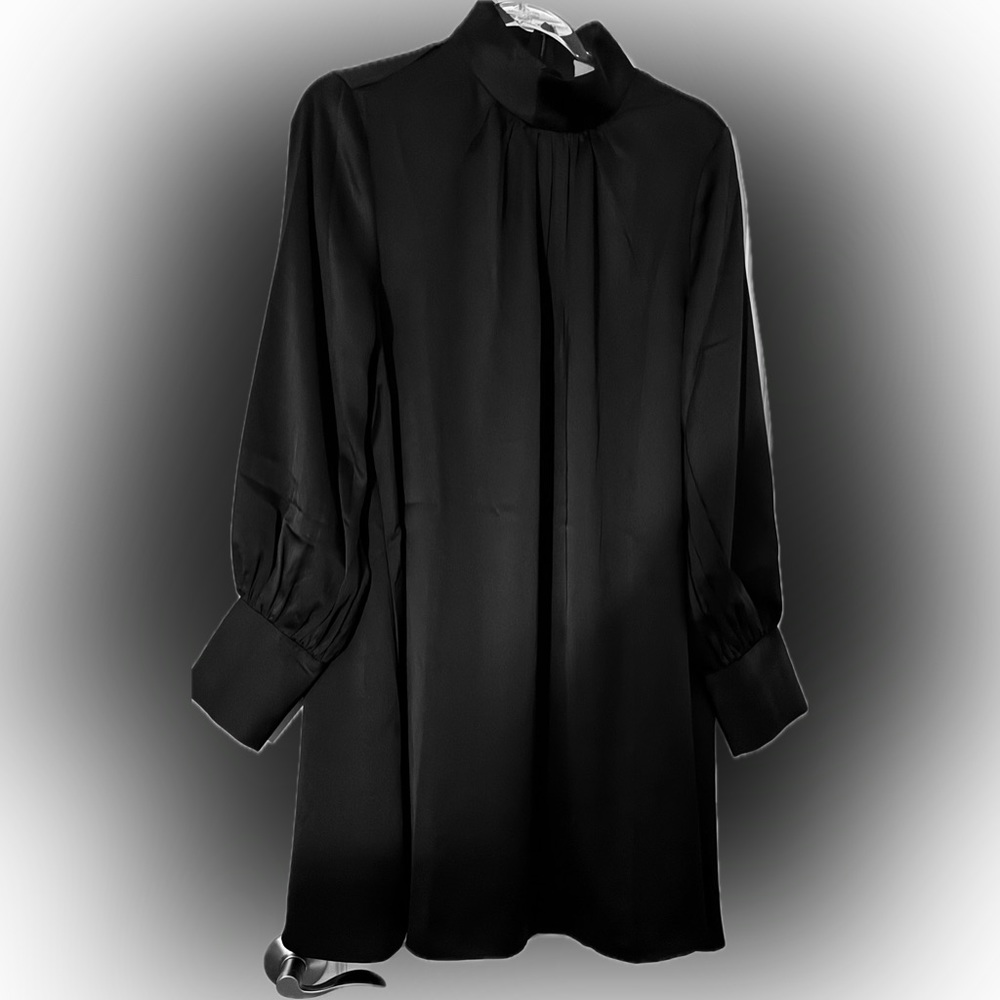 Black Satin Long Sleeved Dress Shirt Size L